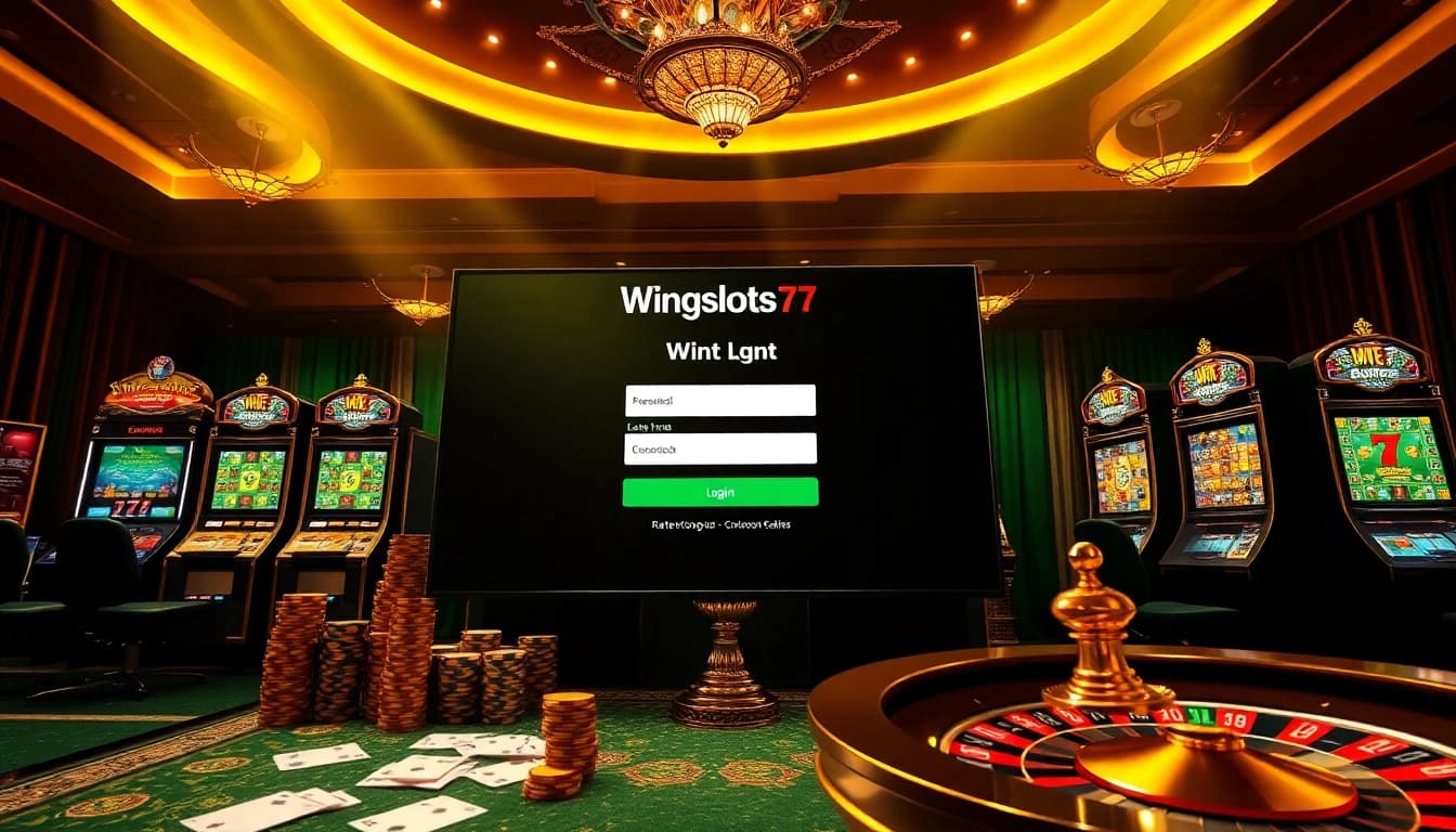 Experience seamless gameplay with Wingslots77 Login in a luxurious online casino setting.