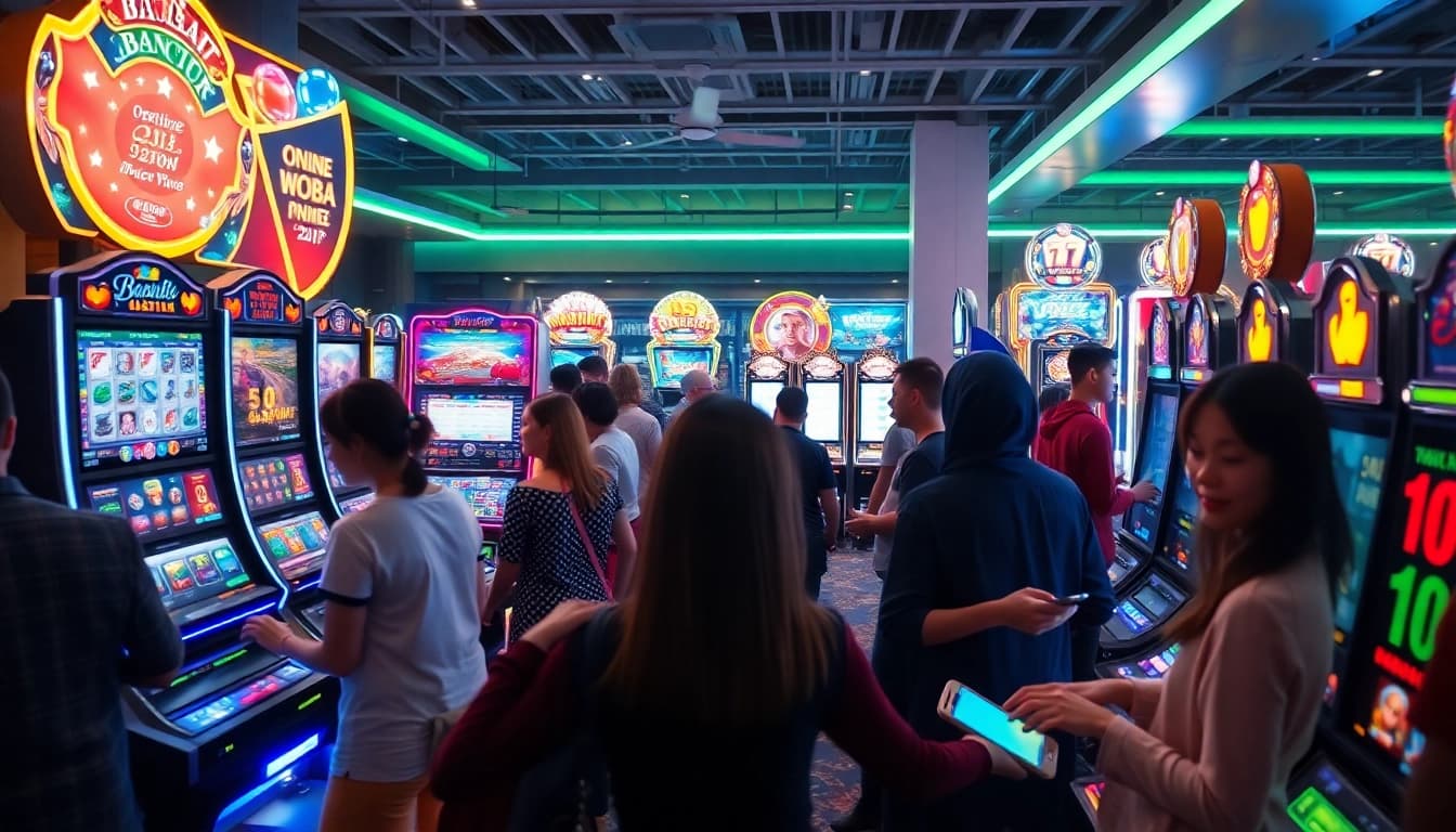 Engaging gaming scene featuring f8beta2 players enjoying online casino games with vibrant graphics.