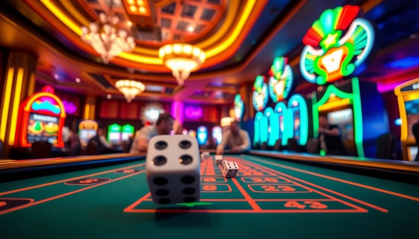 Experience the thrill of casino gaming with uu娱乐 at an energetic table surrounded by vibrant decorations.