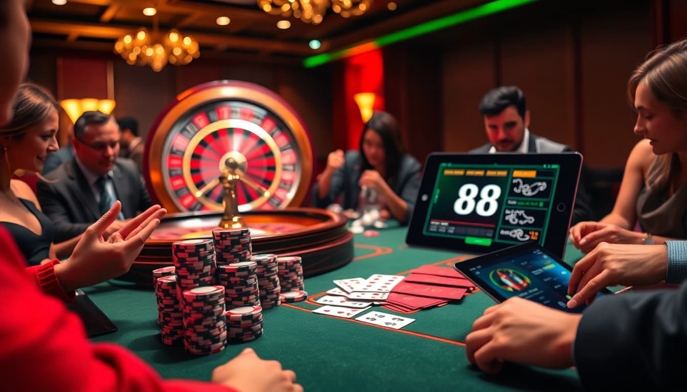 Experience the thrill of 88aa with vibrant poker action and luxury casino elements.