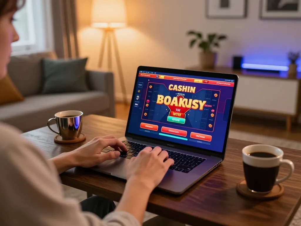 Engage in an online casino bonus utan svensk licens experience with a vibrant home setup showing gaming and strategy.