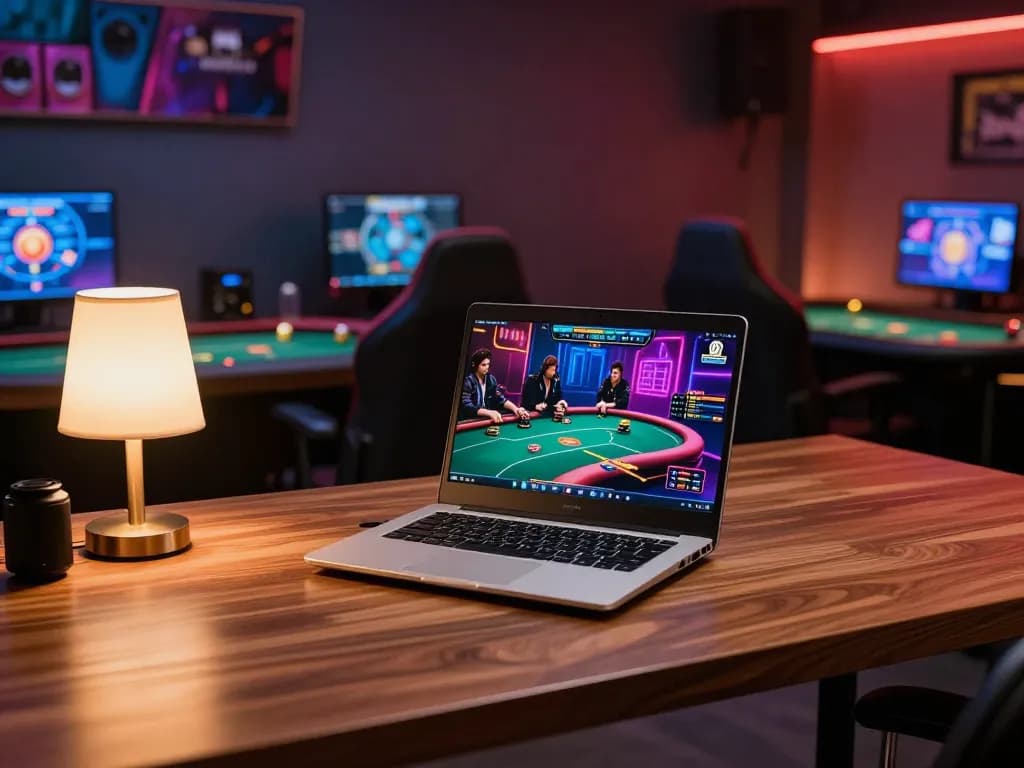 Hitclub players enjoying a vibrant online gaming session with engaging poker tables on screen.
