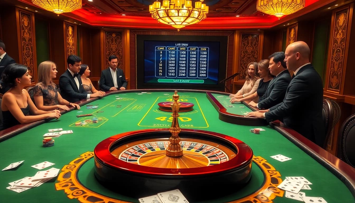 Exciting live draw sdy event showcasing lottery results in a vibrant casino setting.