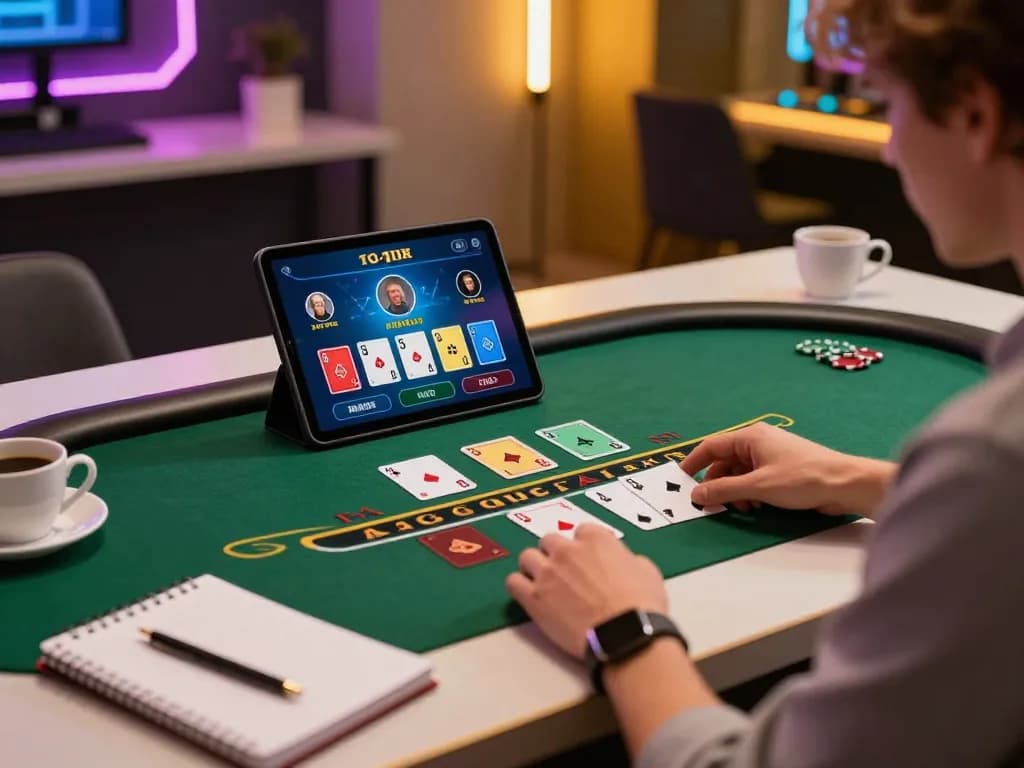 Player enjoying a live blackjack game on MM99's platform, showcasing a modern gaming setup.