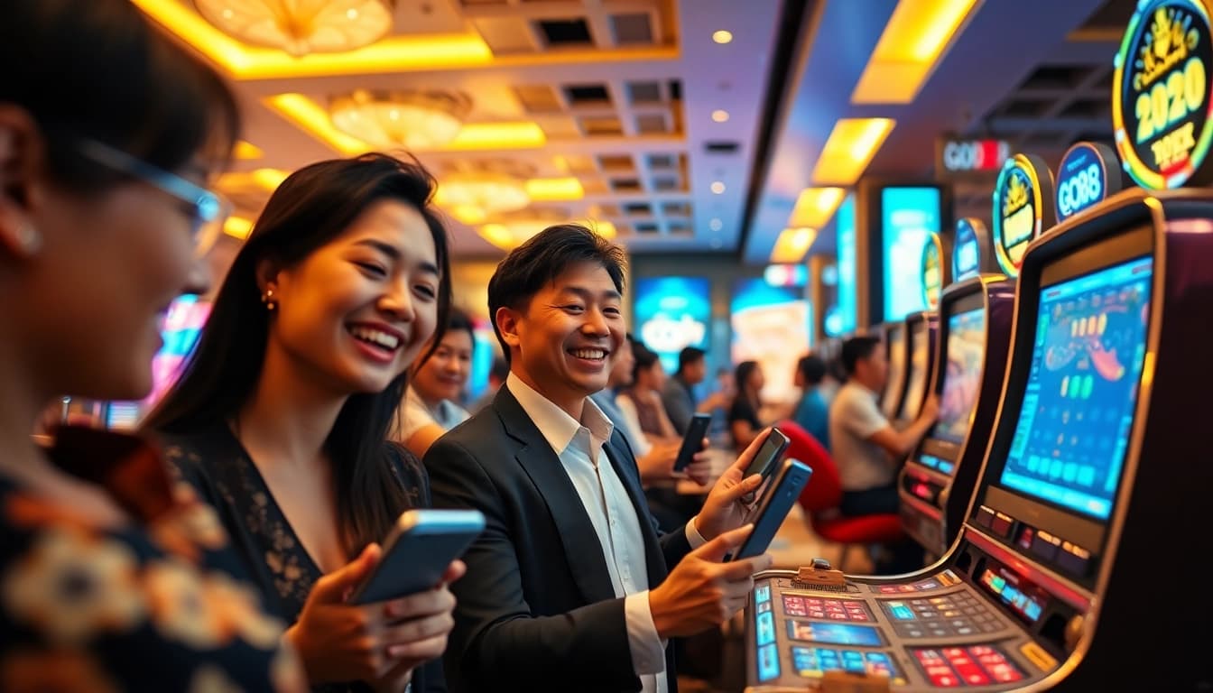 Exciting gaming experience at Go88 with players enjoying card and slot games.