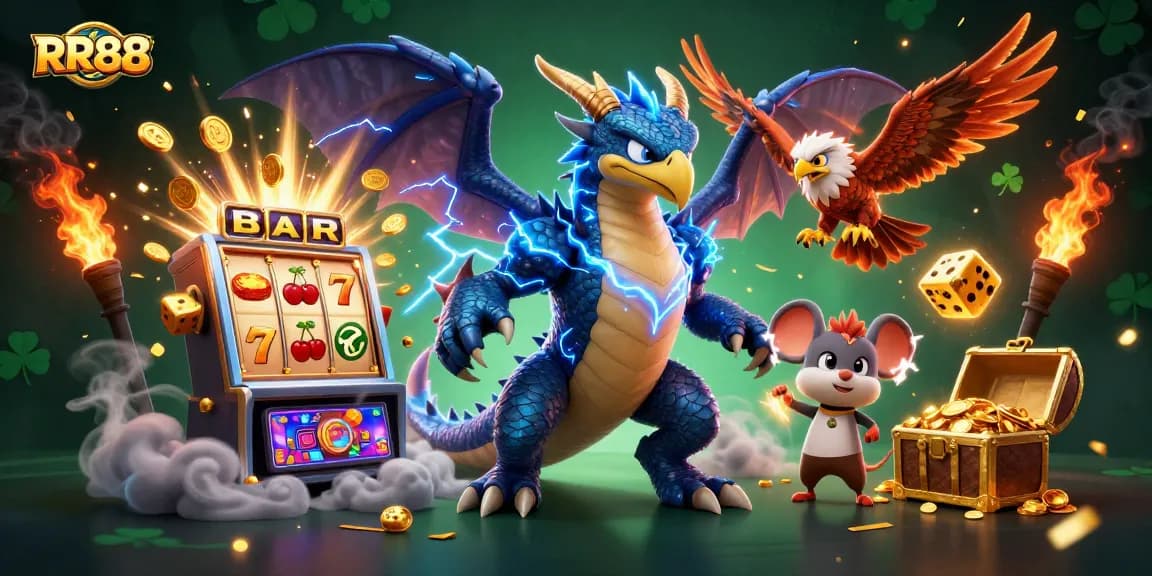 Immerse in RR88's thrilling casino experience with dynamic 3D characters and explosive game elements.