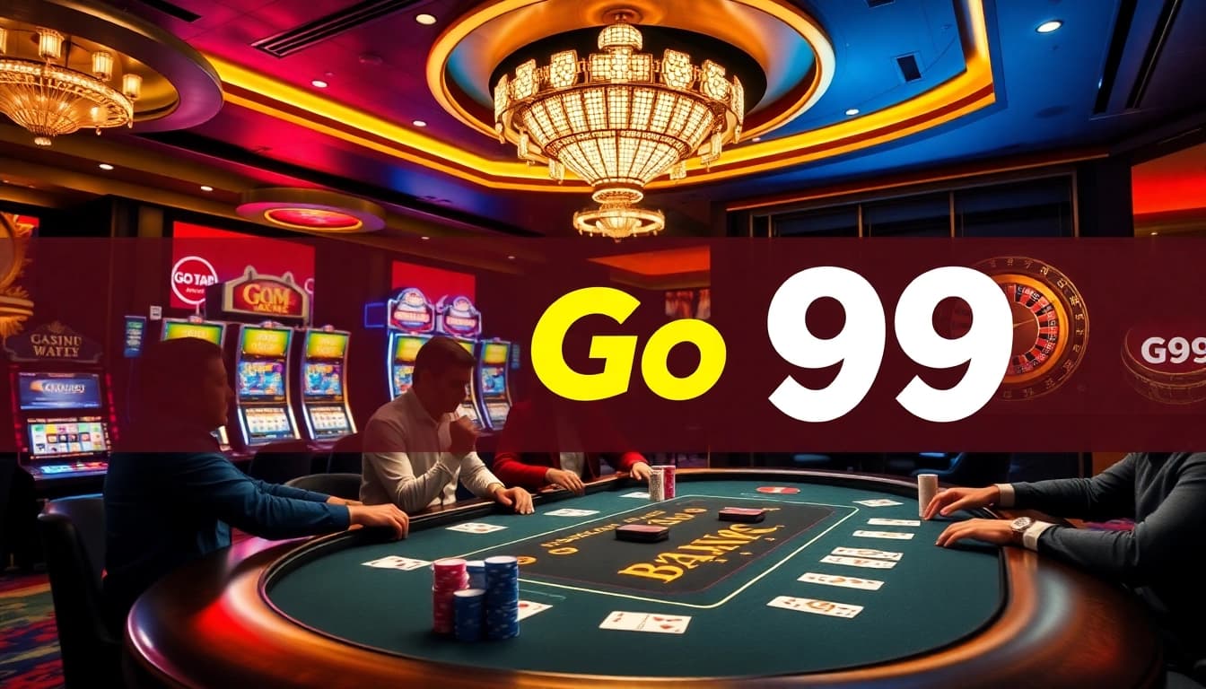 Engaging players at a luxurious Go 99 casino table during an exciting poker game.