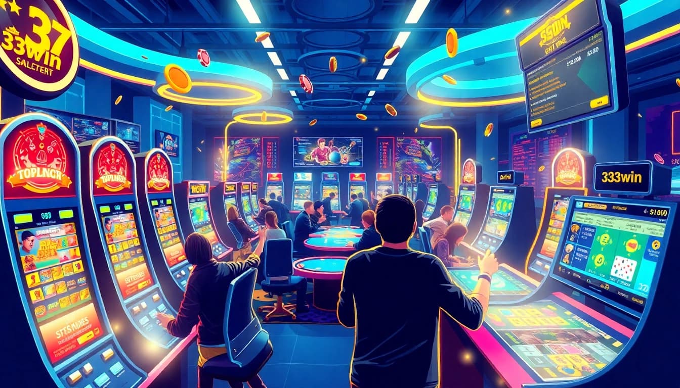 Exciting online casino experience at 33win with vibrant games and players celebrating wins.