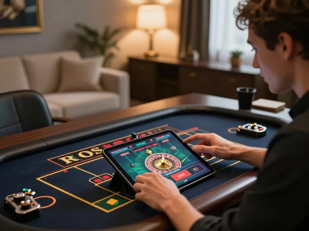 Engaging in live dealer roulette with DA88 on a stylish gaming tablet setup