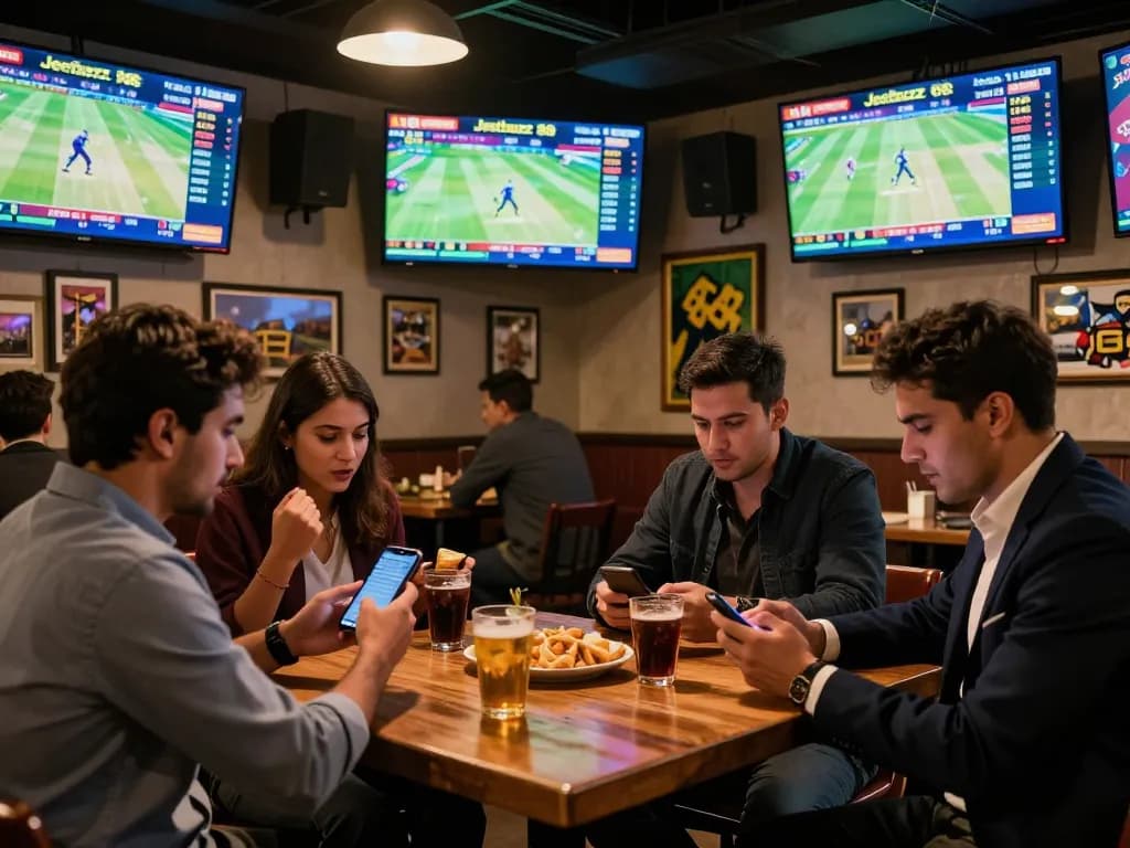 Betting on Jeetbuzz 88 with friends while watching live cricket matches on multiple screens.