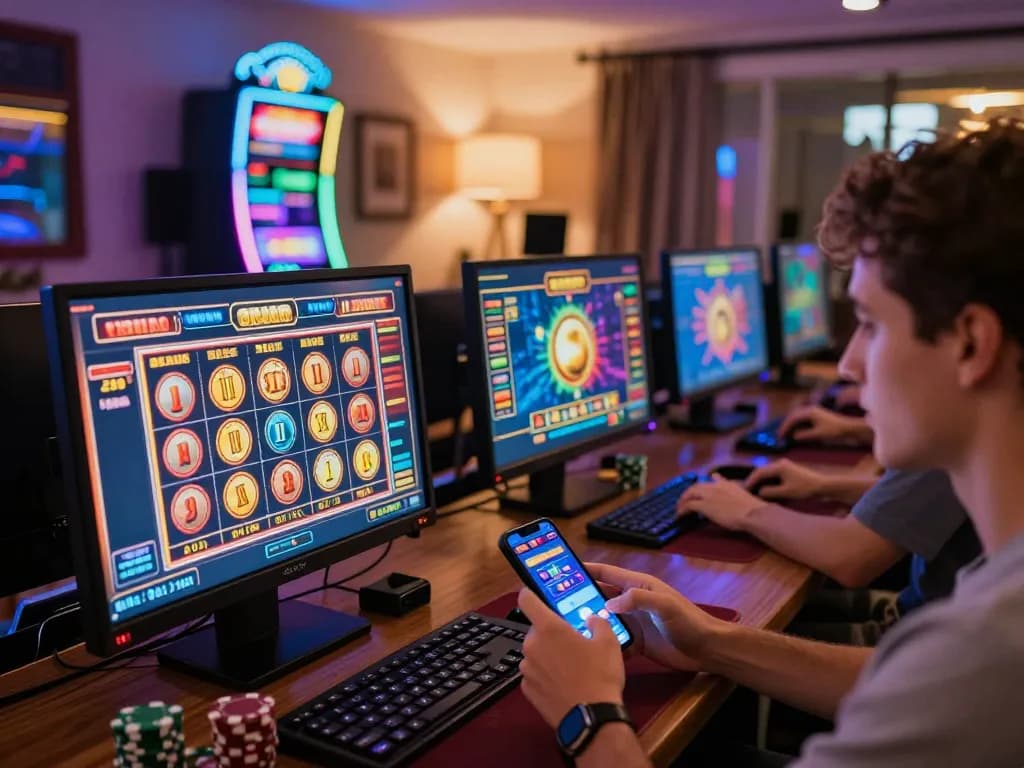 Players enjoying online casino games at home using sc88 platform, showcasing excitement and strategy in gaming.