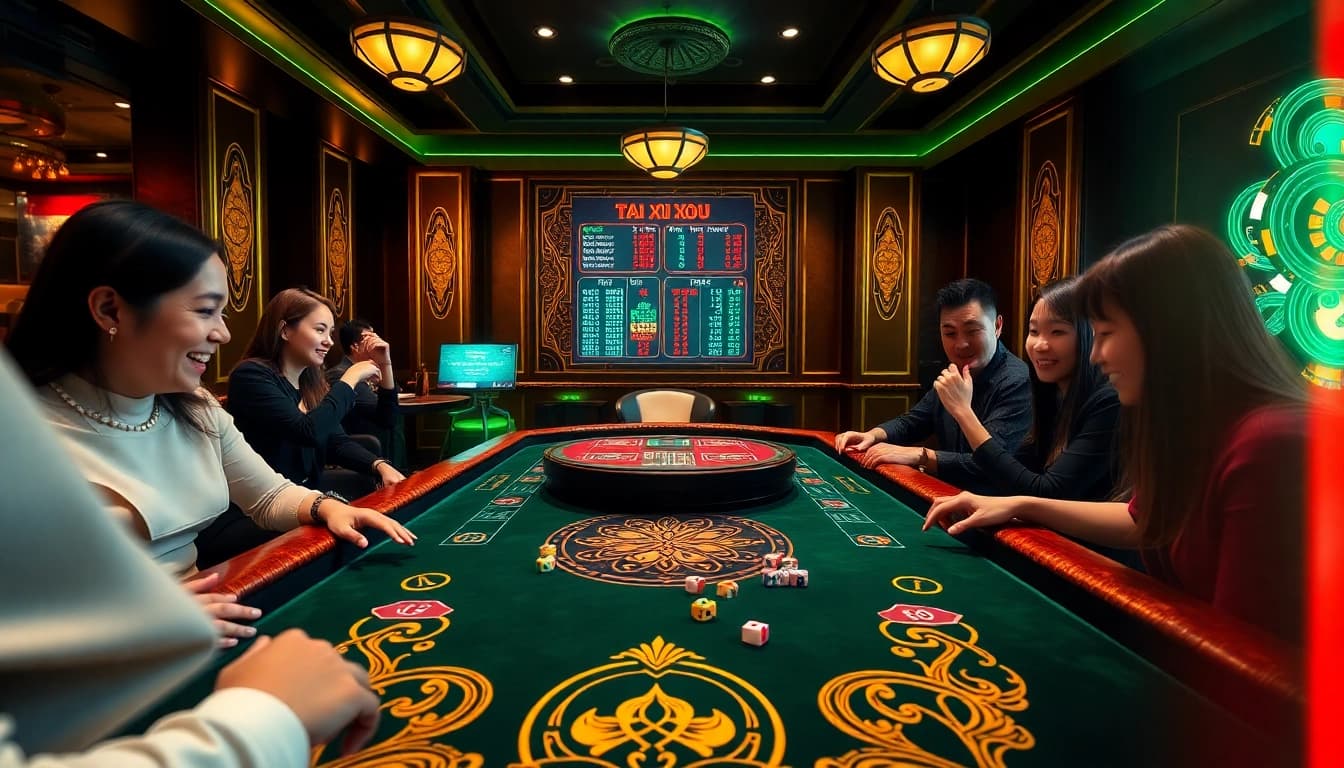 Players enjoying the Tài Xỉu game at https://taixiumd5.fan/, showcasing the vibrant casino environment and dynamic action.