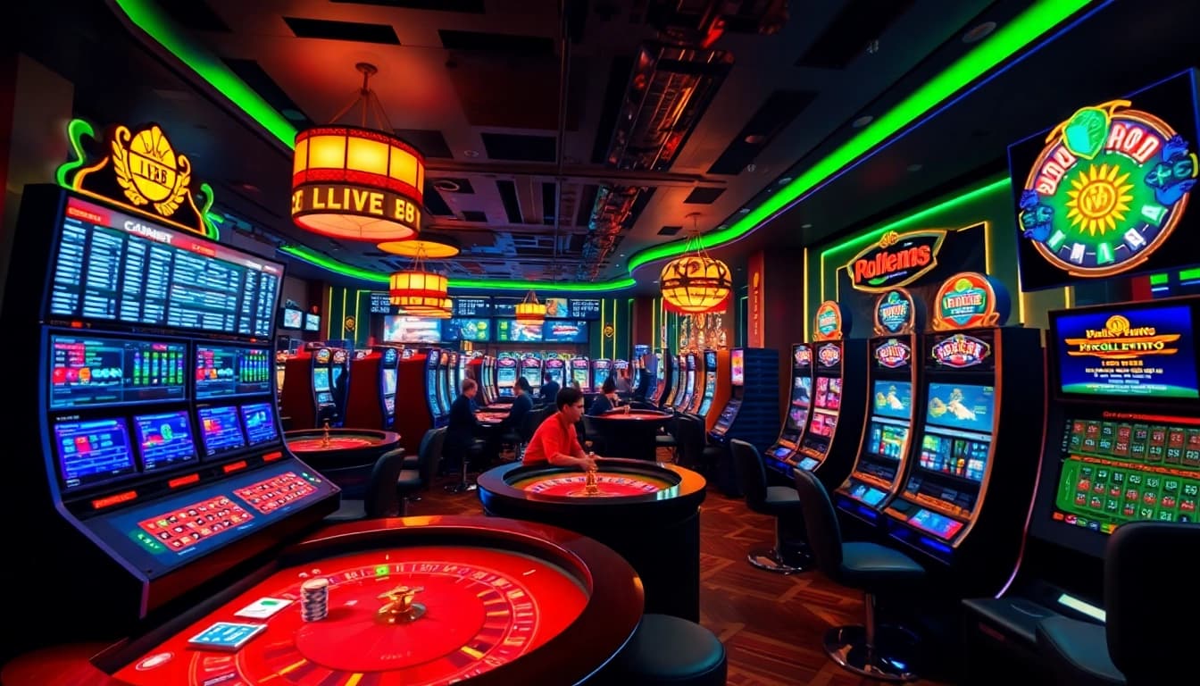Exciting LV88 online casino scene with vibrant games and dynamic players.