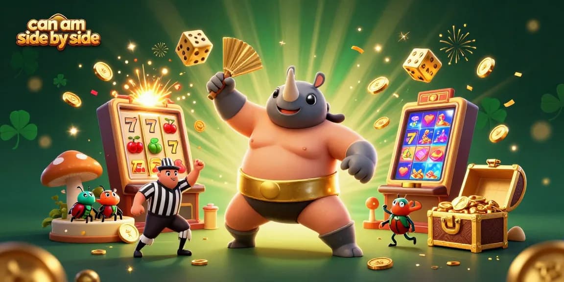 Experience thrilling adventures with can am side by side as a powerful sumo beetle and cricket referee engage in a captivating casino scene.