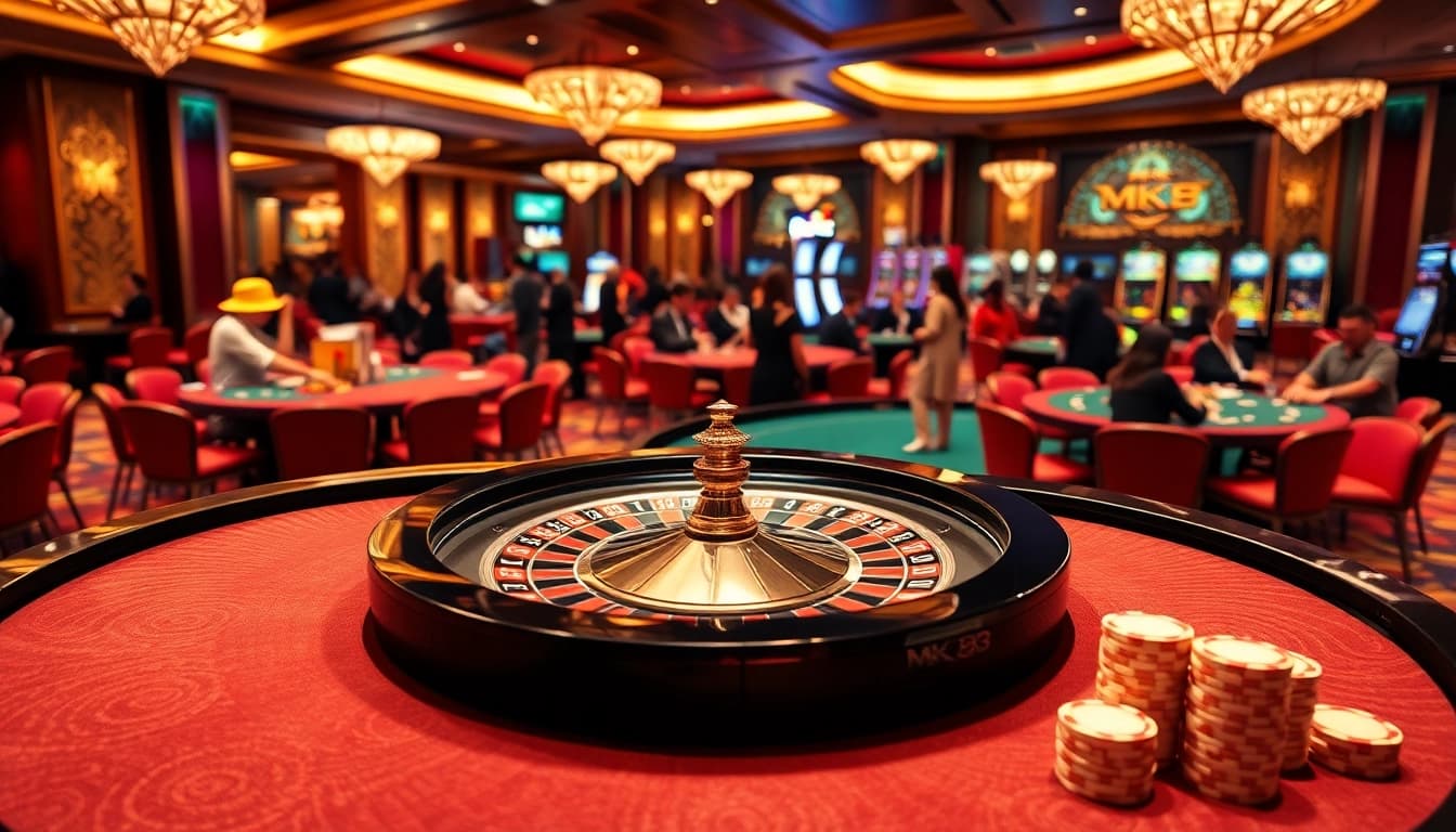 MK8 gaming enthusiasts cheer at a luxurious casino table with thrilling action during a poker game.