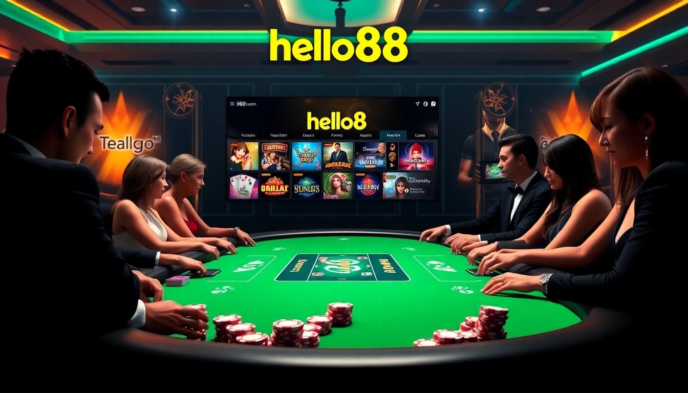 Experience the thrill of high-stakes poker at Hello88 online casino with vibrant chips and excitement.