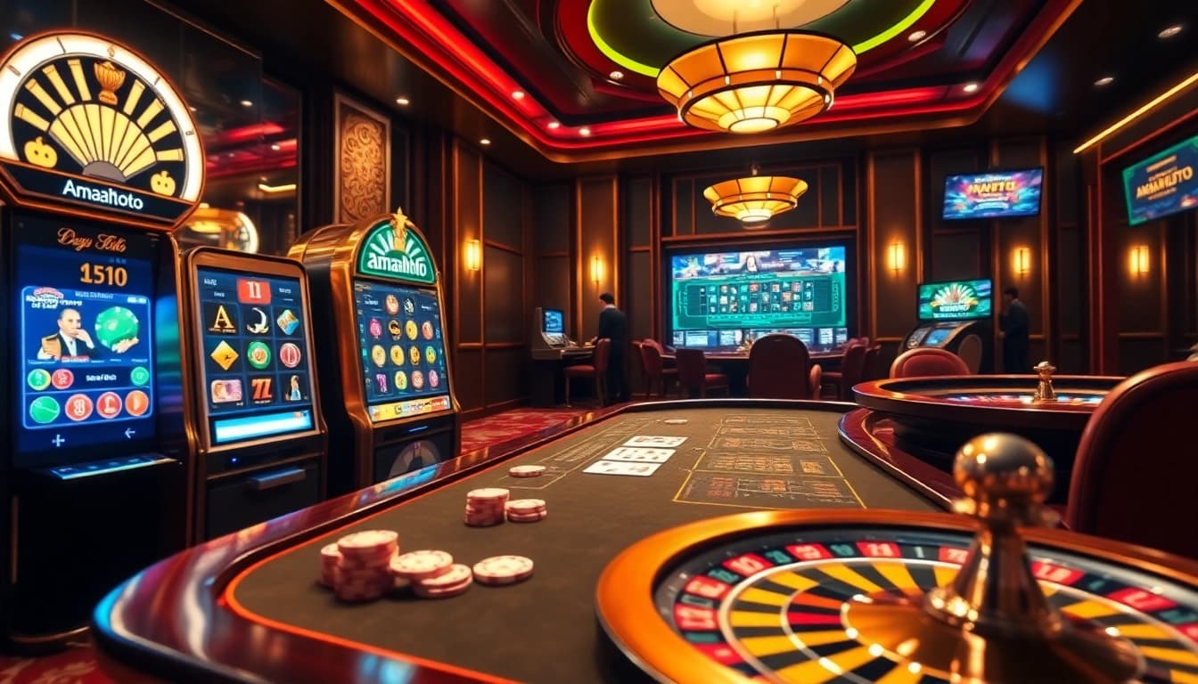 Betting on amanahtoto with vibrant casino elements showcasing excitement and professional gaming.