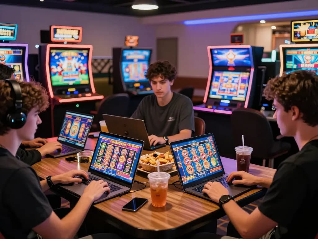 Engaged players enjoying kdslot games in a vibrant online casino setting.
