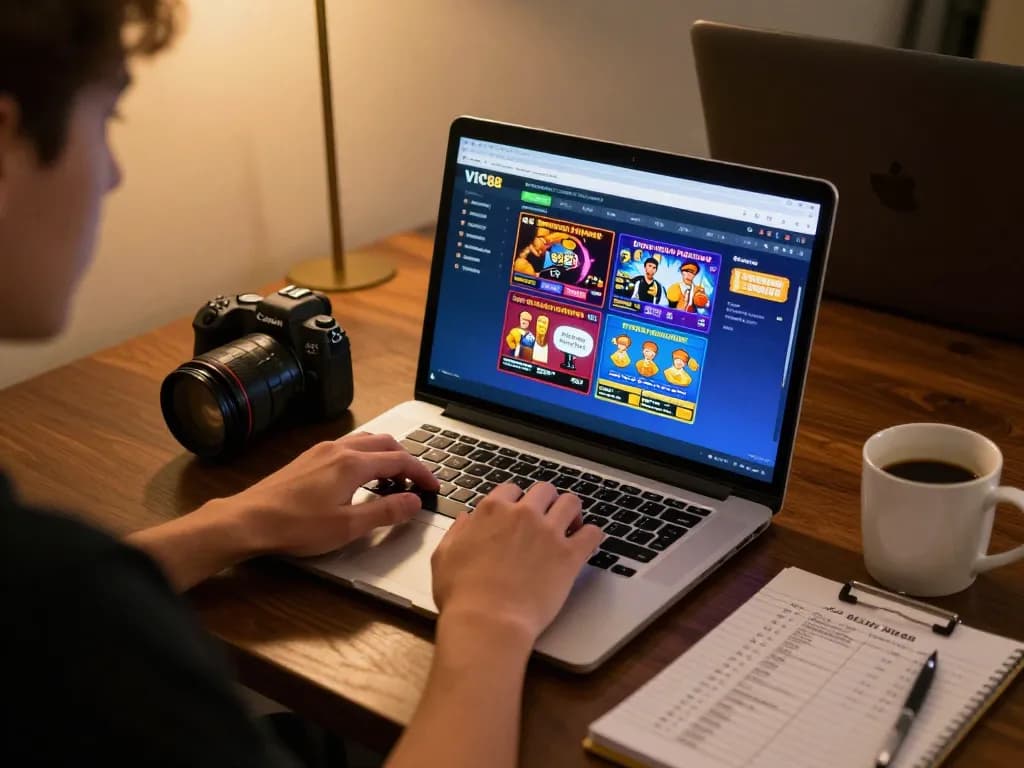 Engaging scene of a player enjoying VIC88 đổi thưởng online casino gaming, illustrating strategic gameplay setup