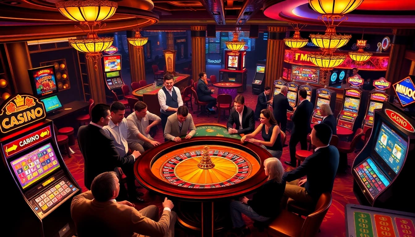 Players engaging in exciting roulette games and celebrating wins at MM OO casino.