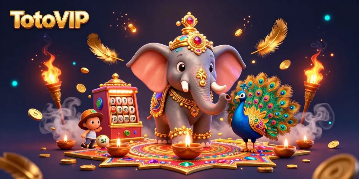 TotoVIP players engage with a dynamic lottery scene featuring vibrant characters and festive elements.