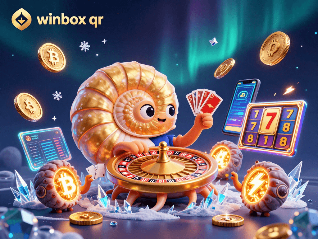 Engage with winbox qr for thrilling jackpots, featuring a nautilus roulette wheel and NFT card elements.