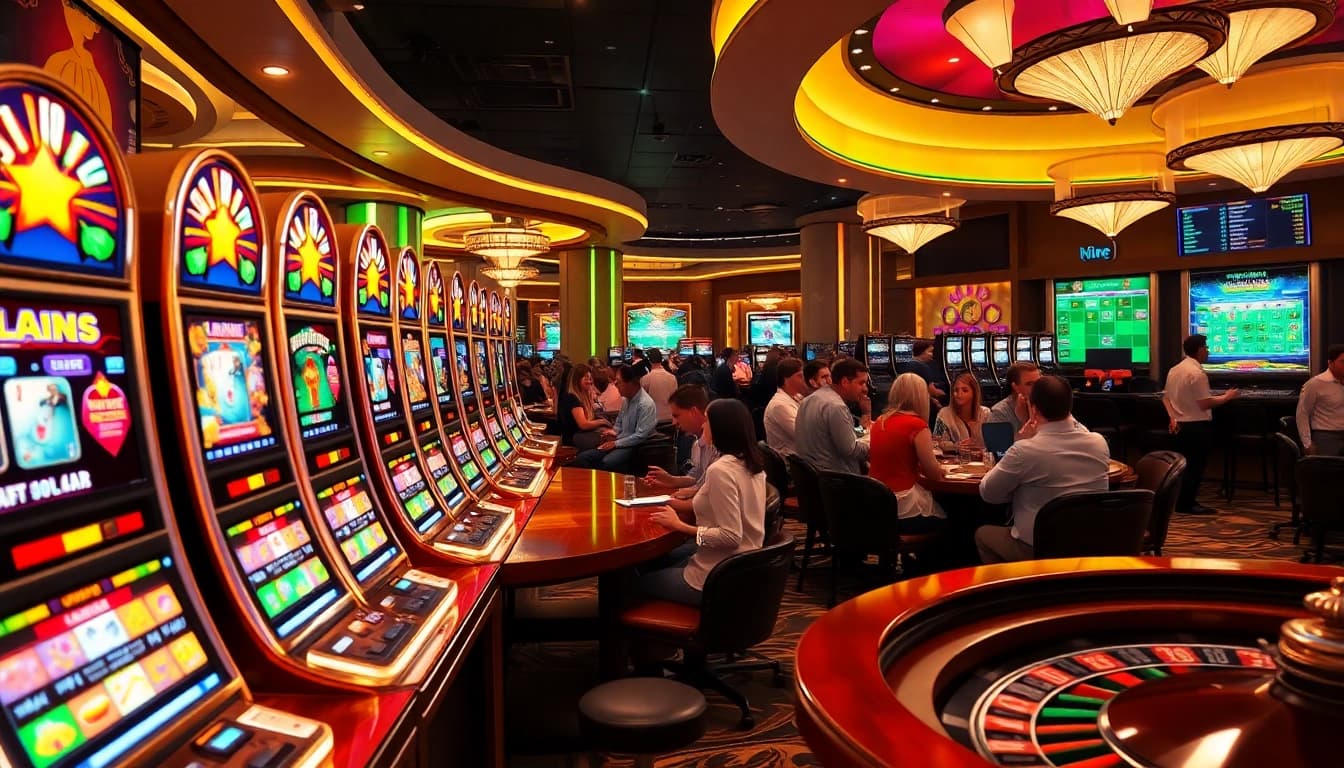 Players enjoying thrilling slot games in a luxurious casino environment filled with excitement.
