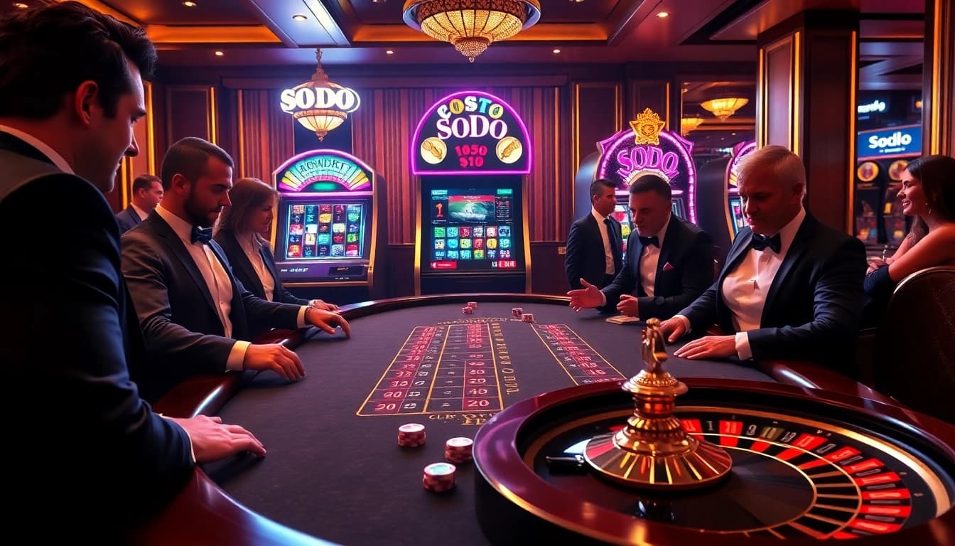 SODO players engage at an upscale blackjack table, showcasing an exciting casino experience.