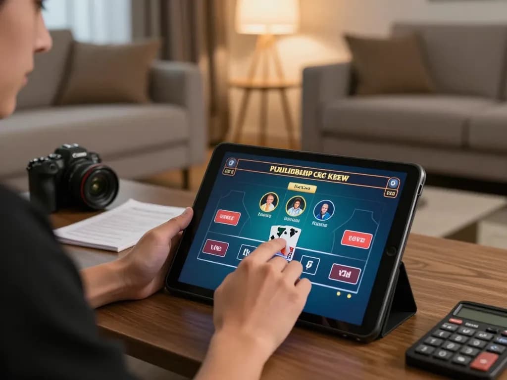 Engaging in live dealer blackjack on paris888 using tablet for immersive online gaming experience.