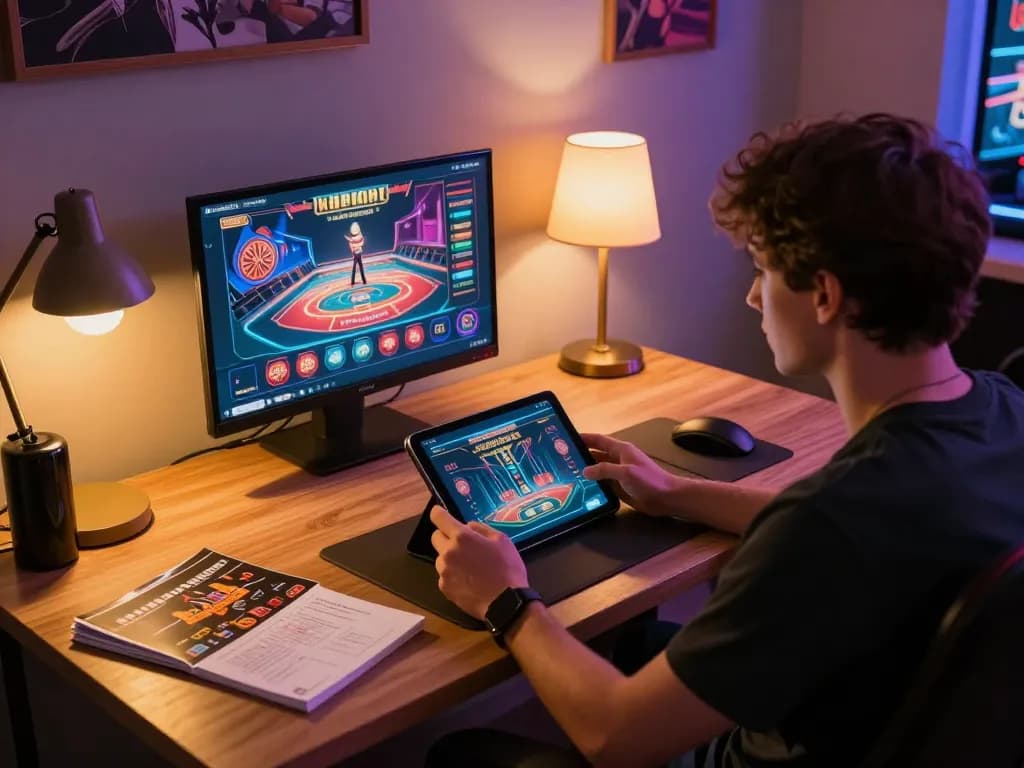 Engaged player strategizing on https://shbet.free/ using a tablet for online casino gaming at home