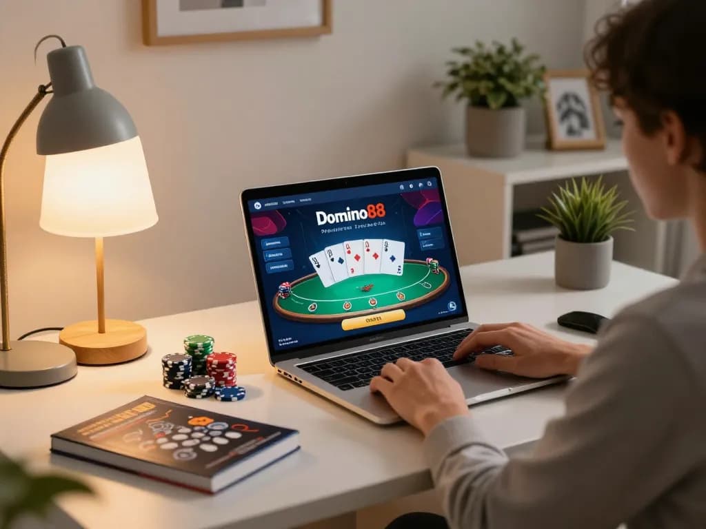 Engaging in online poker gameplay on Domino88 while tracking strategies at home