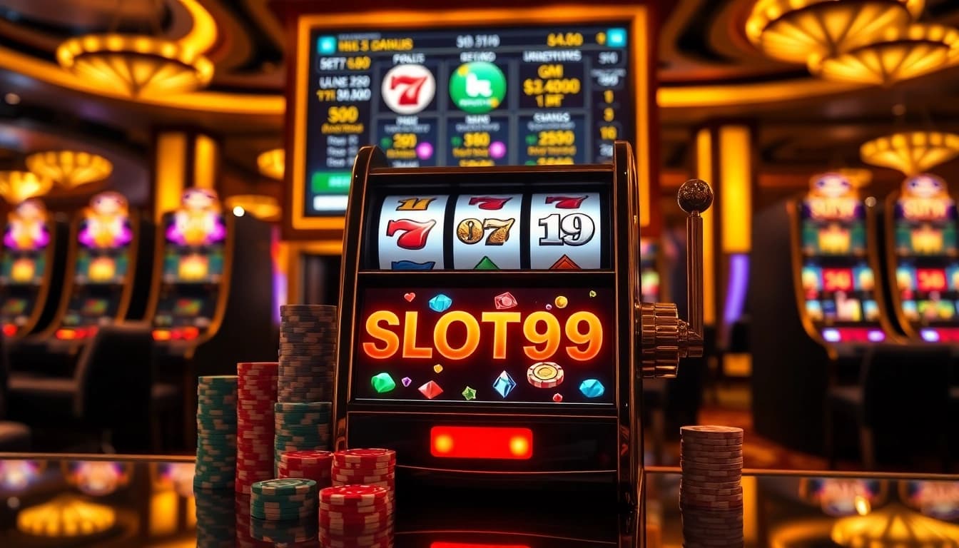 Engaging SLOT99 slot machine delivering fast, easy wins with vibrant casino chips and bonuses