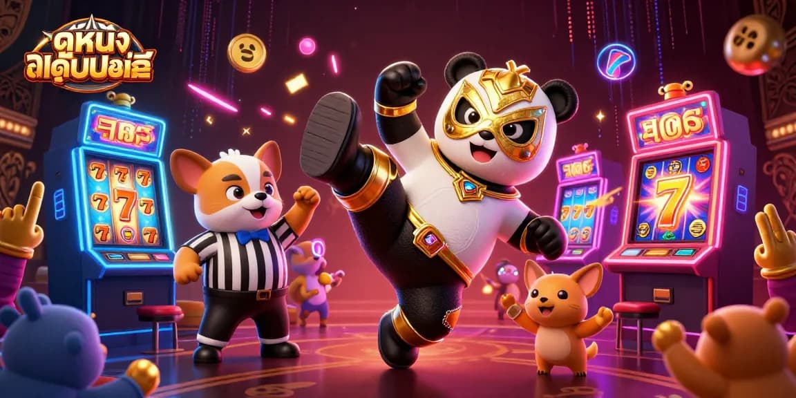 Experience thrilling ดูหนังออนไลน์ in a vibrant casino atmosphere with animated characters and exciting slot machines.