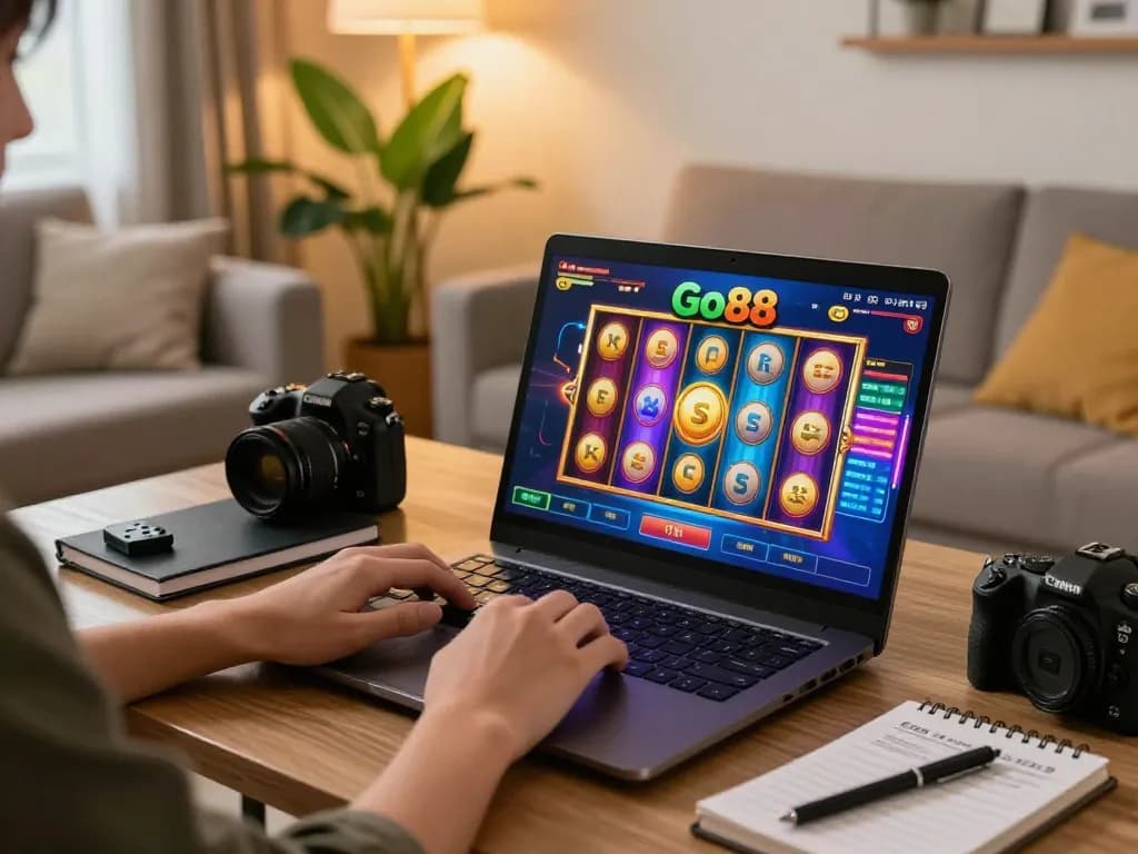 Engaging with Go88 online slot games on a cozy home gaming setup