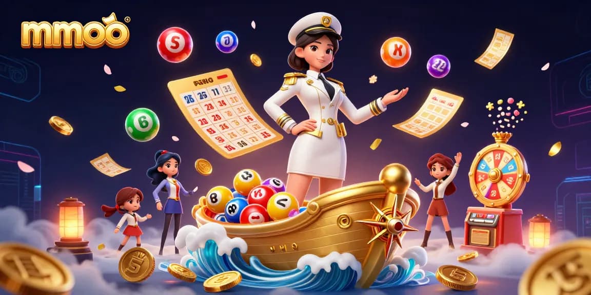 Engage with mmoo's thrilling lottery experience featuring animation of winning balls and vibrant prizes.