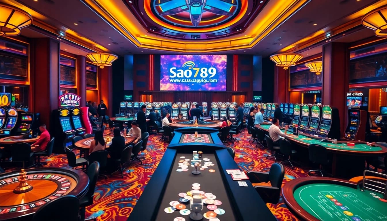 Experience thrilling gameplay at https://sao789.icu/ with luxurious casino tables, vibrant lights, and exciting betting.