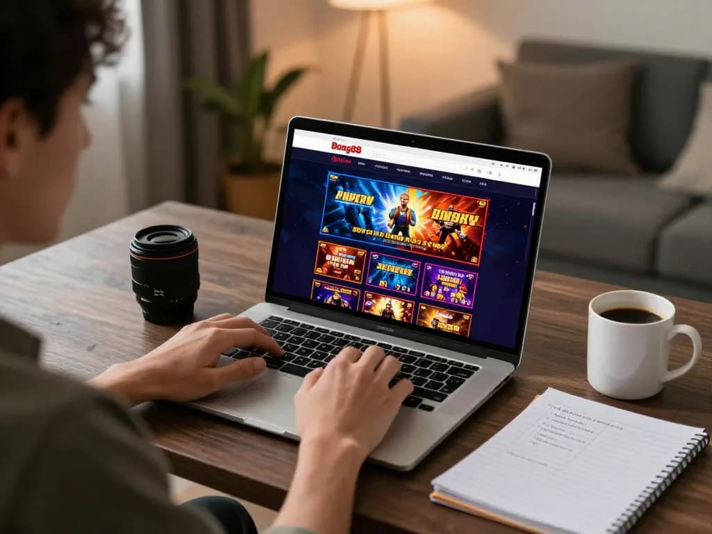 Bong88 online gaming experience with a player engaging at their home desk using a laptop