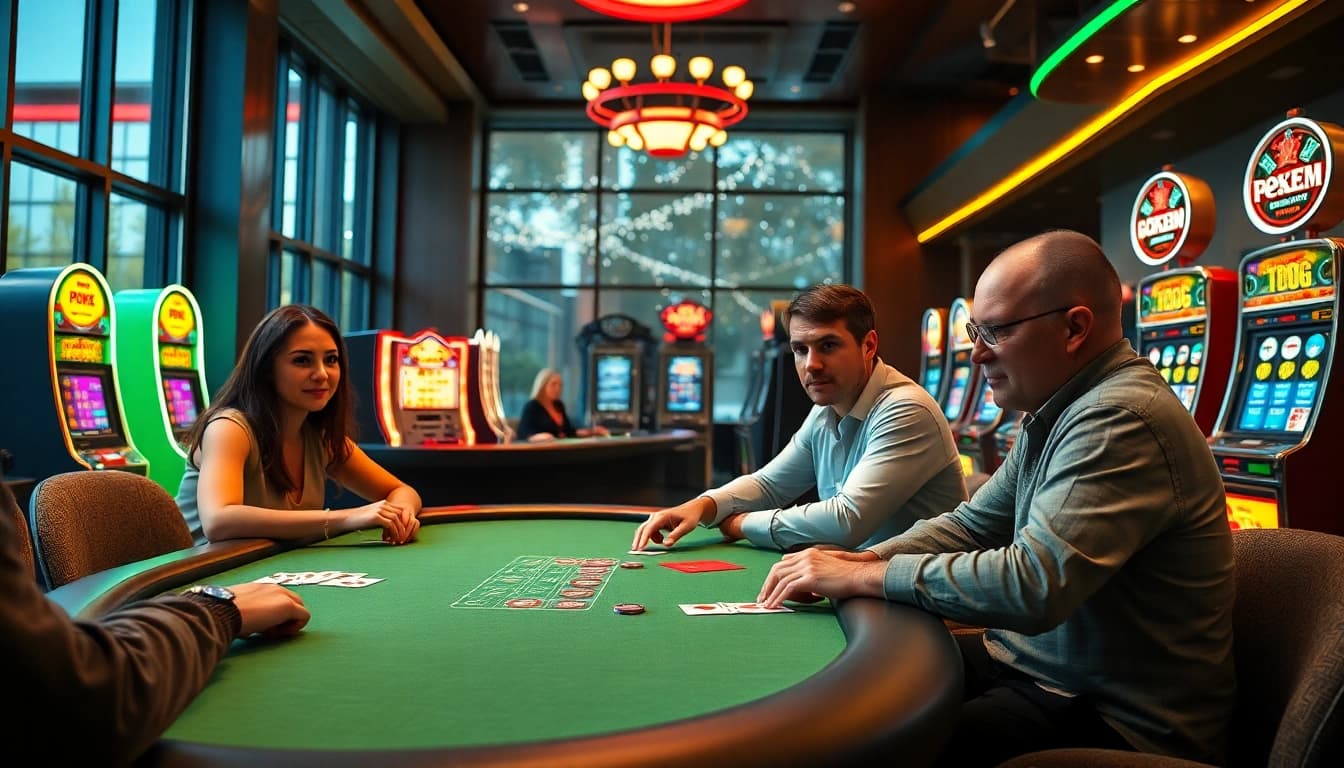 Explore the vibrant atmosphere of a gambling forum at a professional casino setup.