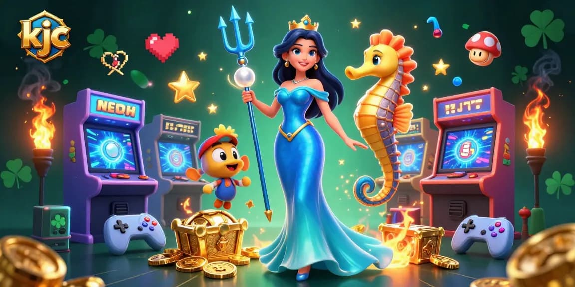 Engage with the vibrant KJC gaming scene, featuring unique characters and dynamic casino elements.