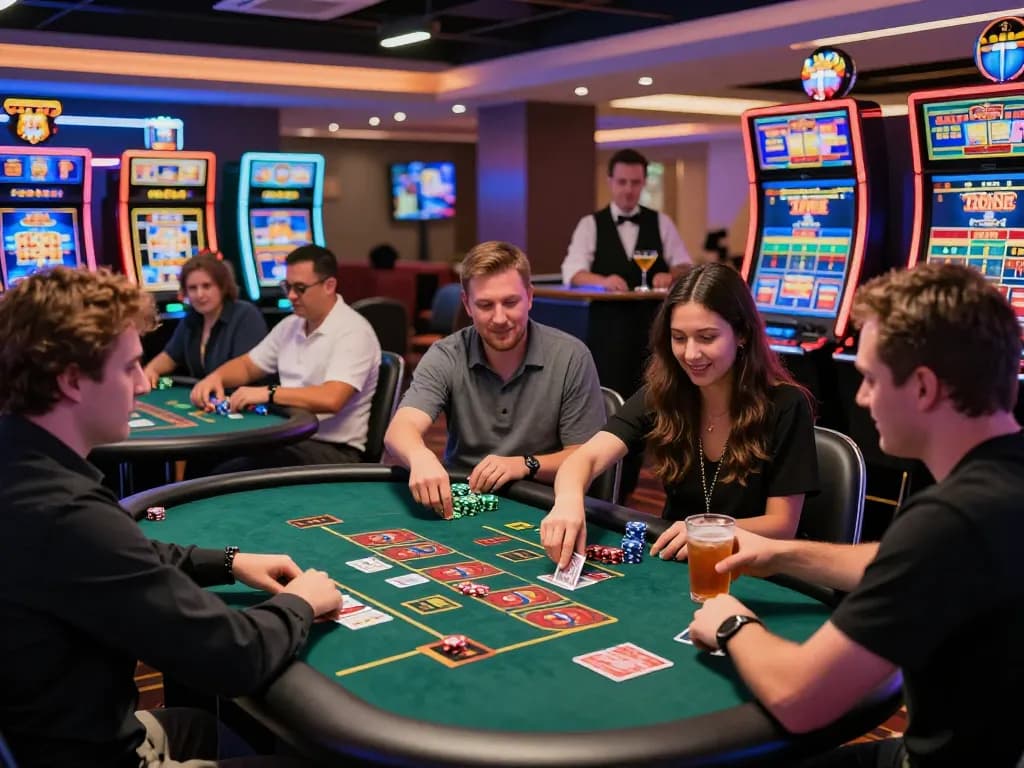 Exciting gambling experience at 32win casino with vibrant players and games