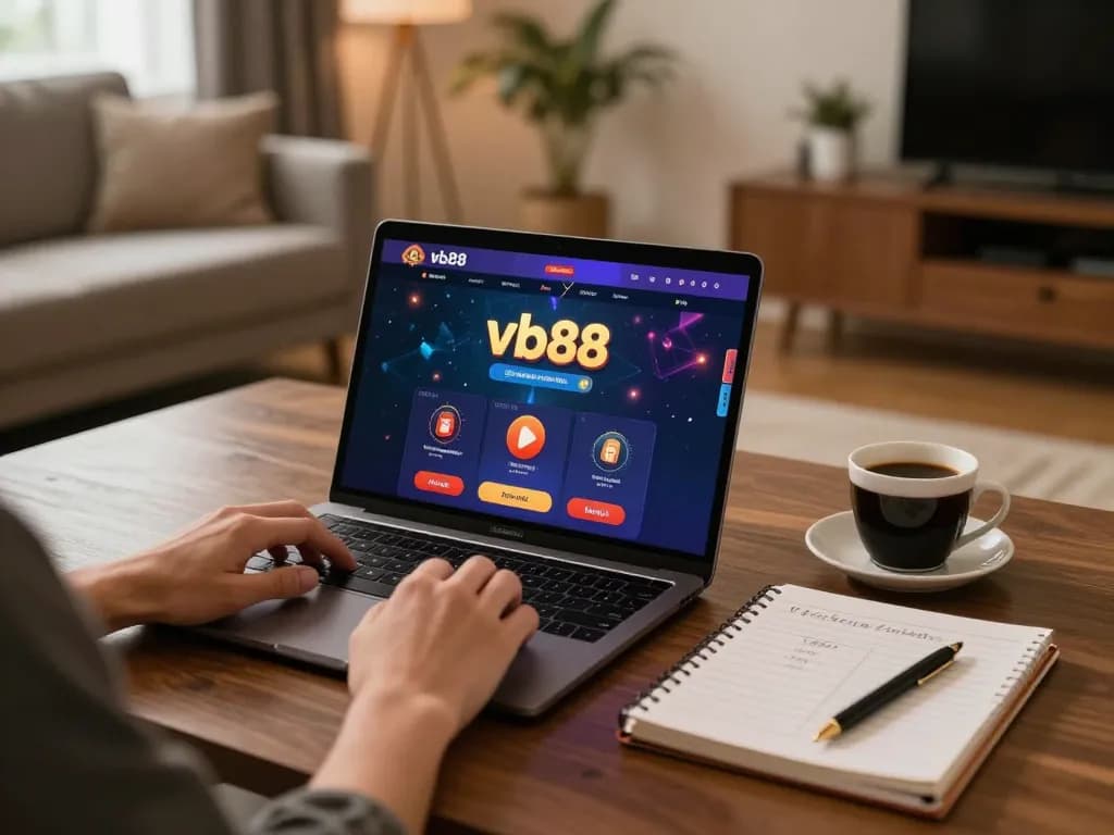 Engaging with the vb88 online casino gaming interface in a cozy home environment