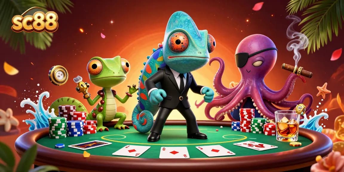 Experience thrilling poker action with the vibrant characters of sc88 in a dynamic casino setting