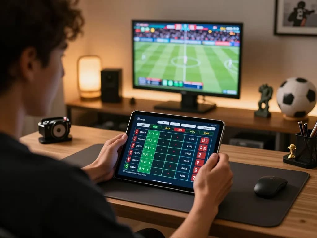 Placing bets on Bsport during a live sports event in a stylish home office