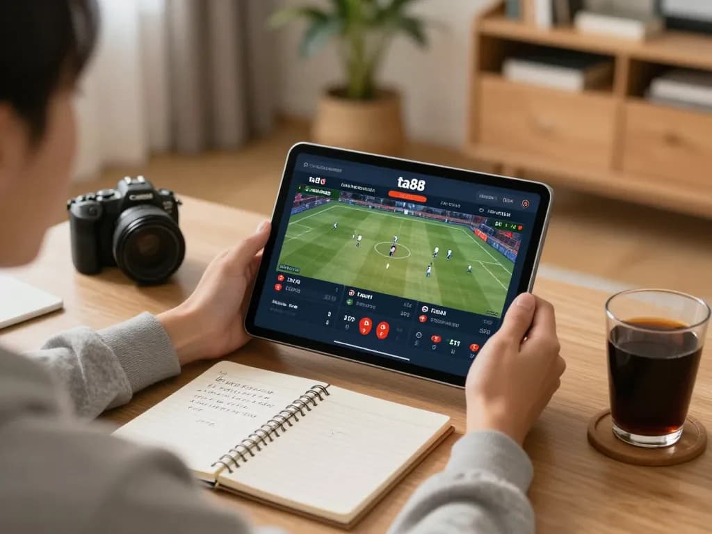 Person using ta88 for sports betting in a cozy home environment with clear game strategies.