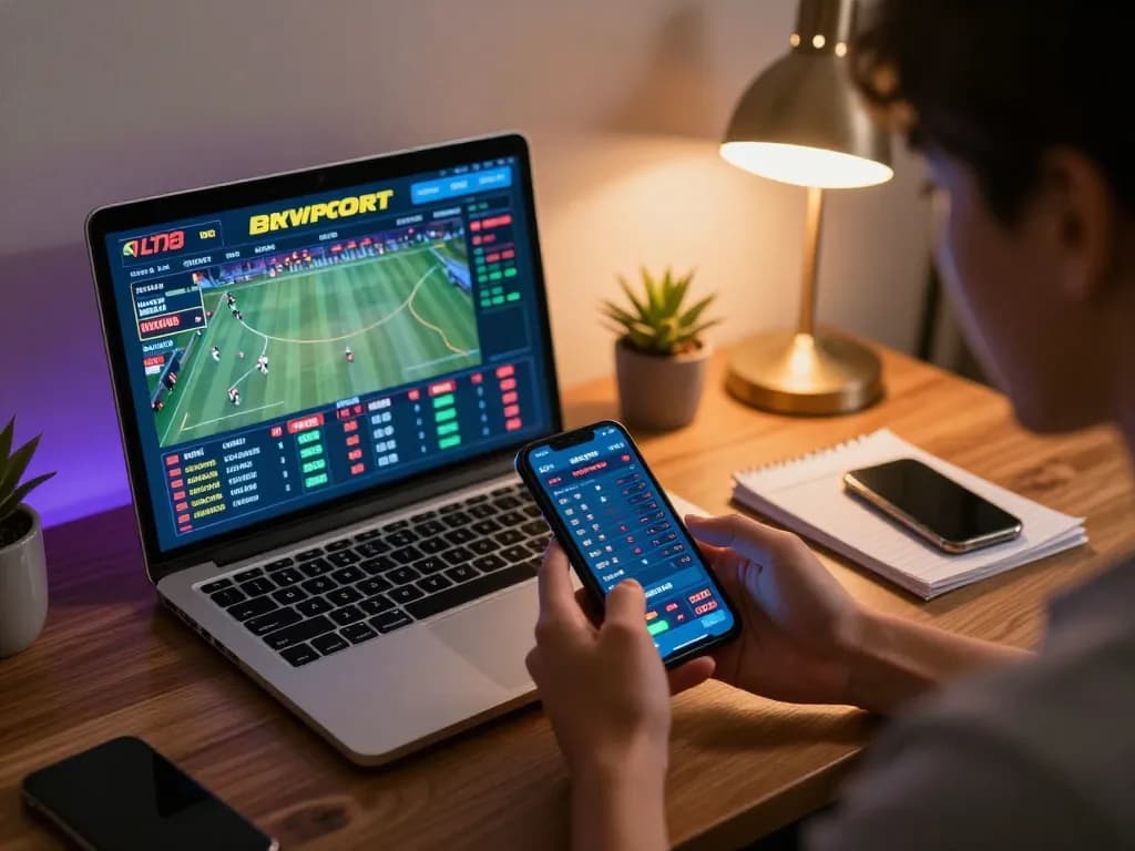 Engaging in live sports betting on Max88 with smartphone displaying odds and strategies.