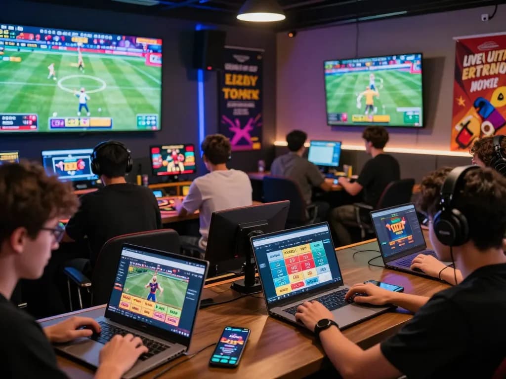 Exciting online gaming scene showcasing TV88 bet platform where diverse players engage in sports betting and casino games.