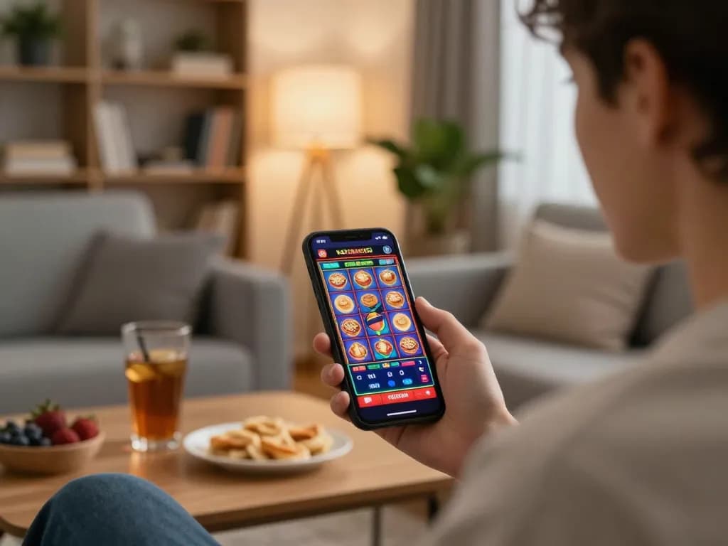 Engage with link 789win on mobile slot games in a cozy home during strategic gaming.