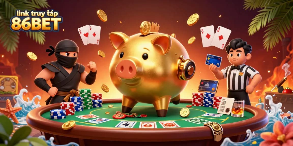 Engage with the thrilling link truy cập 86BET experience depicted in a vibrant casino scene featuring dynamic gambling action.