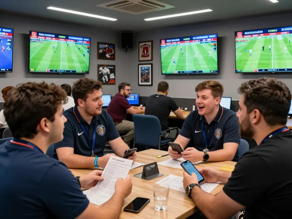Exciting kèo nhà cái atmosphere with bettors analyzing live football odds