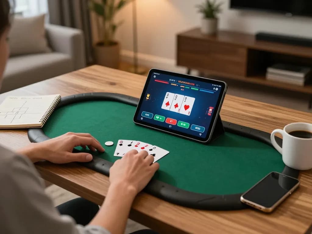 Engaging in a strategic online poker match at home with dr88 gaming interface displayed